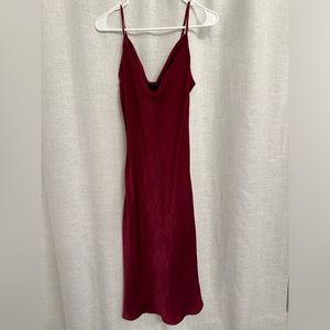 Maxi satin wine red dress